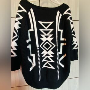 Express Geometric Aztec Black and White Sweater Medium